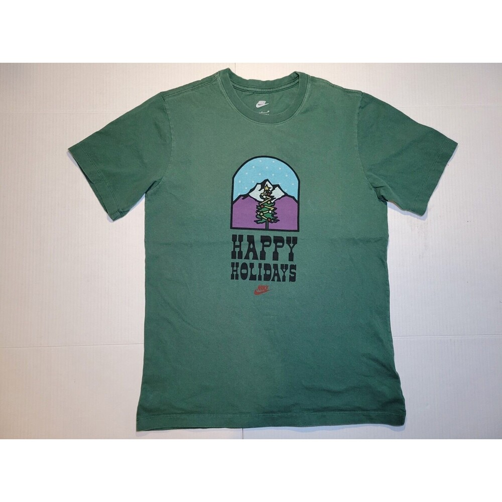 Nike Men's Sportswear Collectible Happy Holidays Mens Shirt S‎ Green Regular